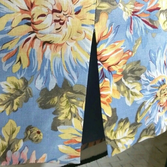 Talbots Blue Floral Linen Skirt Sz 8 - Picture 6 of 7